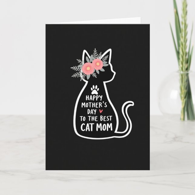 Kattmamma Blommig Morsdagskort Kort (Framsida)