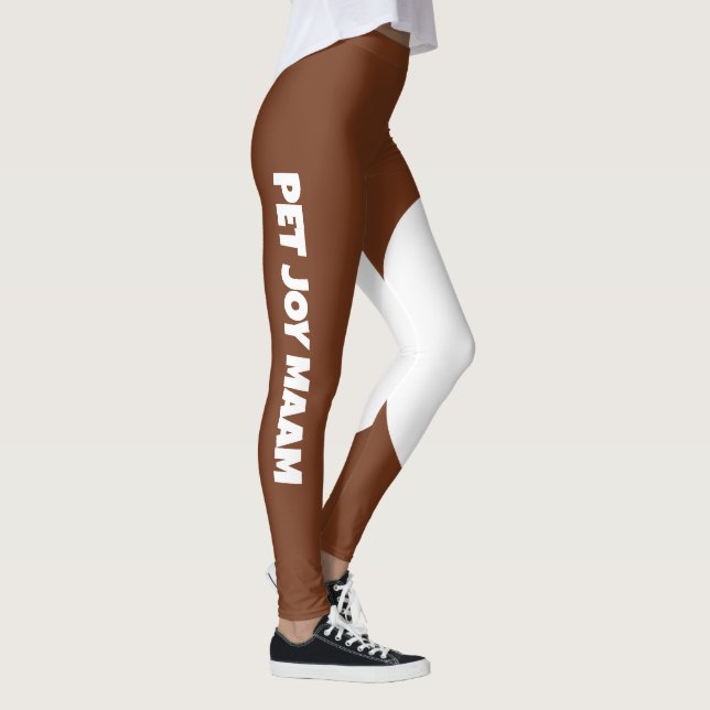 Kattmamma Bröstnutbrun Vit Anpassad Text Leggings (Höger)