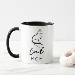 'Kattmamma' Charmig Söt Minimalistisk Mugg
