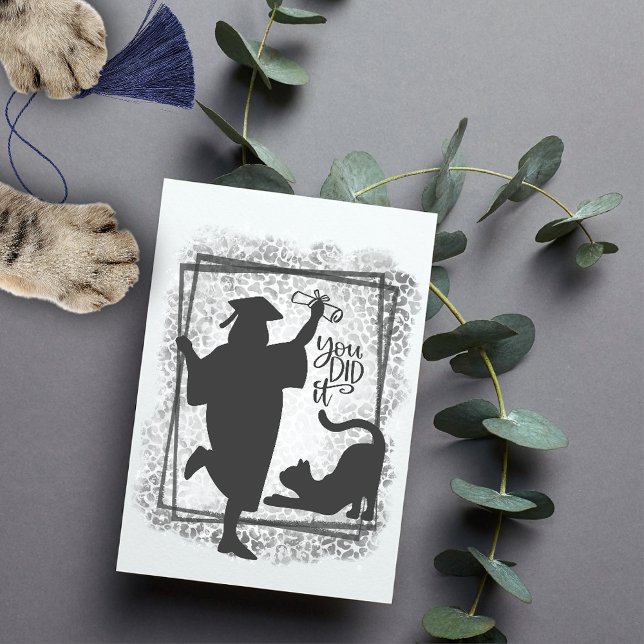 Kattmamma Chic Minimalist Roligt Högskoleexamen Kort (Skapare uppladdad)