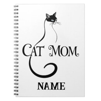 Kattmamma, Elegant minimalistisk svart katt-typogr Anteckningsbok