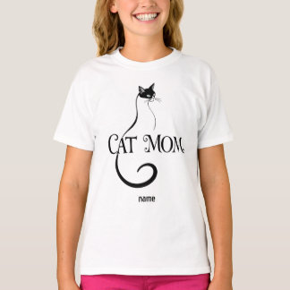 Kattmamma, Elegant minimalistisk svart katt-typogr T Shirt