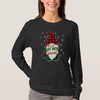 Kattmamma Gnome Buffalo-rutig Matchande Familj Jul T Shirt