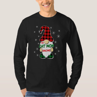 Kattmamma Gnome Buffalo Rutig Matchande Familj Jul T Shirt