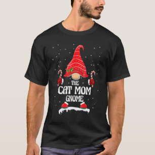 Kattmamma Gnome Buffalo-rutig Matchande Familj Jul T Shirt