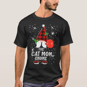 Kattmamma Gnome Buffalo-rutig Matchande Familj Jul T Shirt