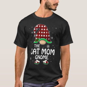 Kattmamma Gnome Buffalo-rutig Matchande familjegru T Shirt