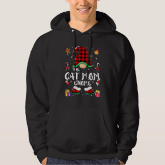 Kattmamma Gnome Buffalo-rutig Röd Matchande Familj Hoodie