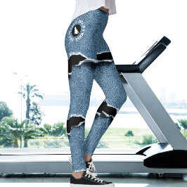 Kattmamma husdjur älskare galen Jean Falskt svart Leggings
