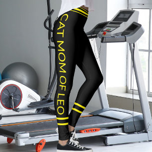 Kattmamma Husdjursälskare Namn Svart Gula Ränder A Leggings