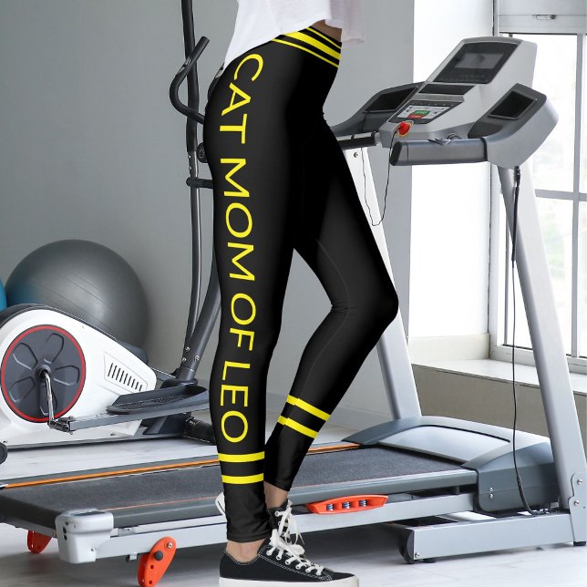Kattmamma Husdjursälskare Namn Svart Gula Ränder A Leggings (Skapare uppladdad)