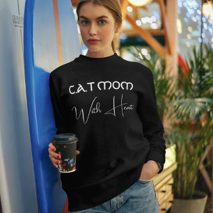 Kattmamma husdjursälskare Vit text Svart Personlig T Shirt