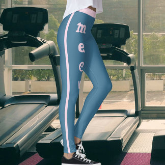 Kattmamma Kattälskare Meow Paw Skifferblå Rosa Rän Leggings