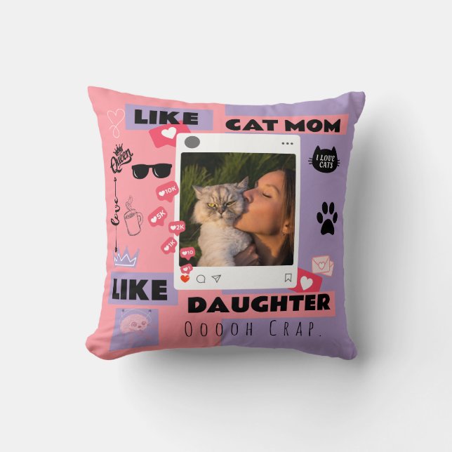 Kattmamma Kattpappa Kuddpresent Till Kattälskare Kudde (Framsida)