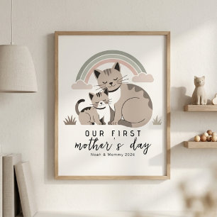 Kattmamma Kattunge Första Mors Dag Pastell Födelse Poster