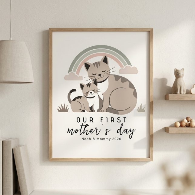 Kattmamma Kattunge Första Mors Dag Pastell Födelse Poster (Skapare uppladdad)