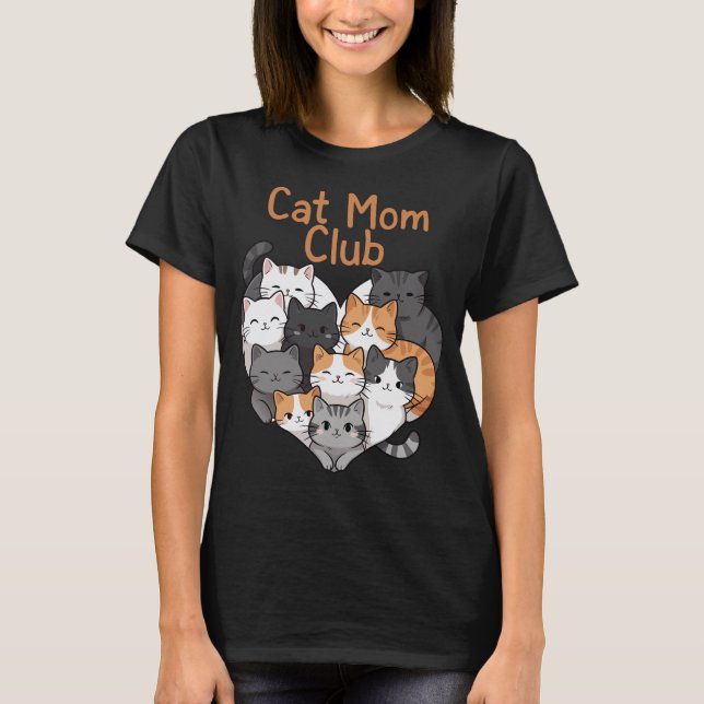 Kattmamma-klubben - Söt illustration med flera kat T Shirt (Framsida)