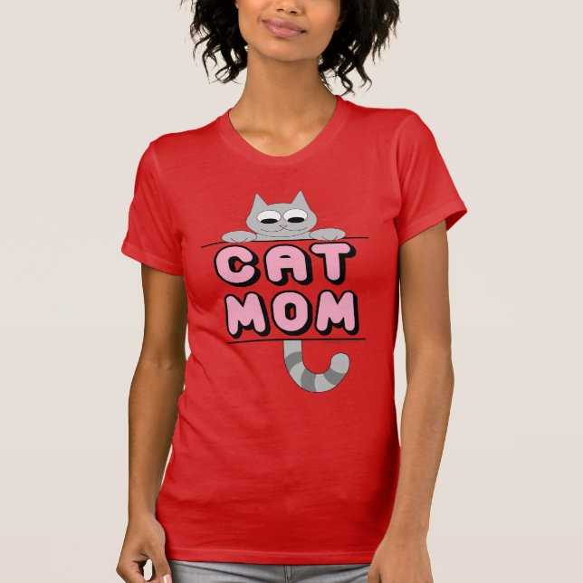 "KATTMAMMA" Leende seriefigur Katt t-shirt (Framsida)
