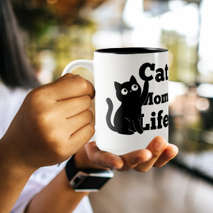 Kattmamma Liv Söt Svart Katt Design Två-Tonad Mugg