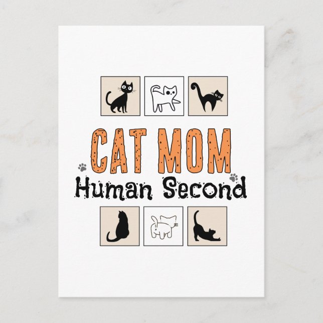 Kattmamma Människa Sekund Rolig Kattmamma Identite Vykort (Framsida)