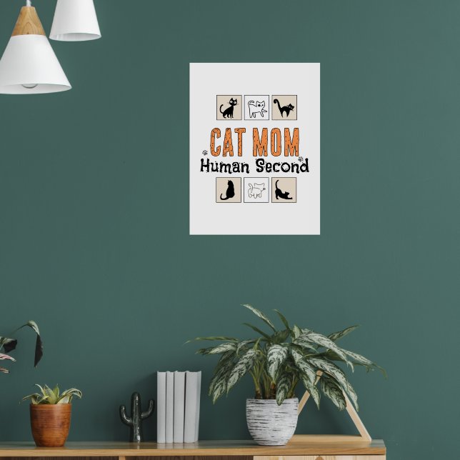 Kattmamma Människa Tvåa Rolig Kattmamma Identitet Poster (Vardagsrum 1)