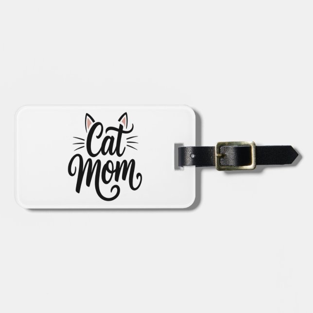 Kattmamma Morrhår och Öron Bagagebricka (Horisontell Framsida)