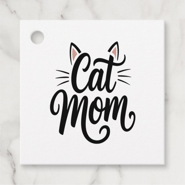 Kattmamma Morrhår och öron Gåvor Etiketter (Framsida)