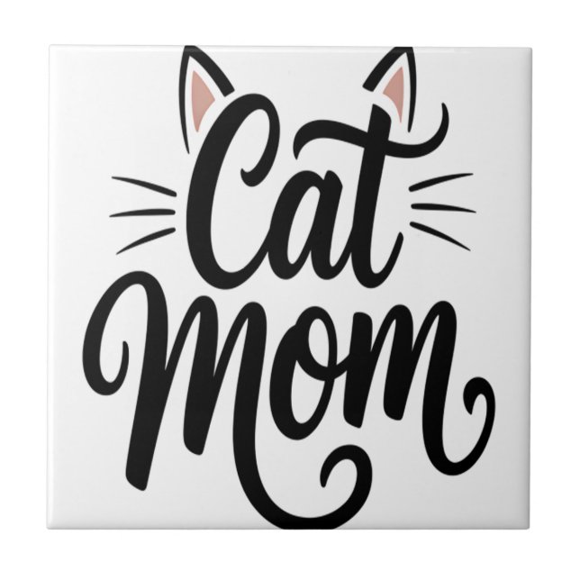 Kattmamma Morrhår och öron Kakelplatta (Framsidan)