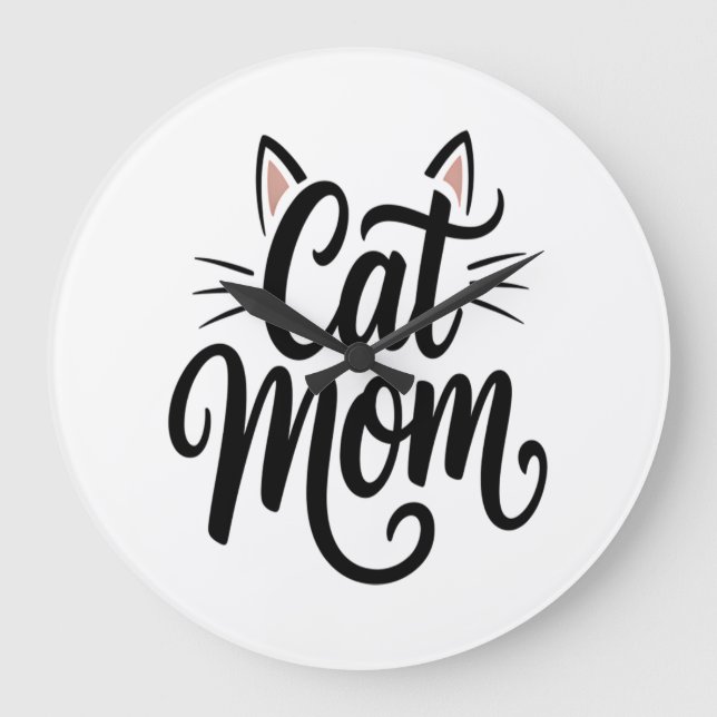 Kattmamma Morrhår och öron Stor Klocka (Framsida)