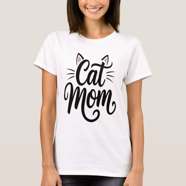 Kattmamma Morrhår och Öron T Shirt (Framsida)