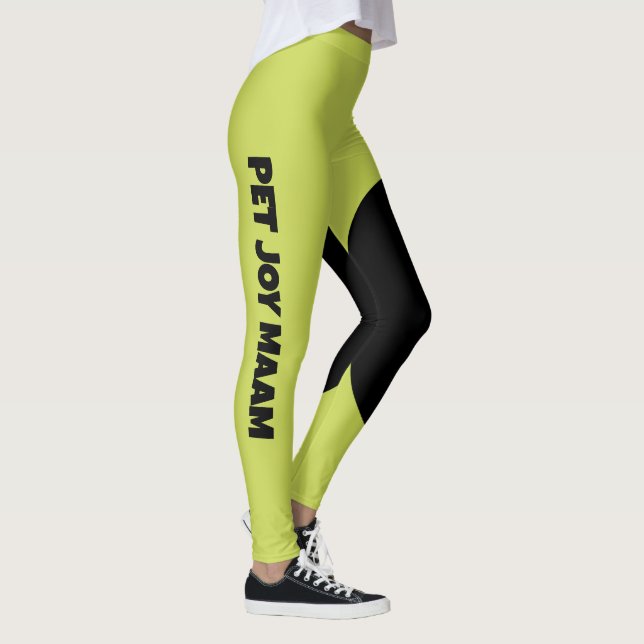 Kattmamma Namn Äpple Grön Svart Anpassad Text Leggings (Höger)