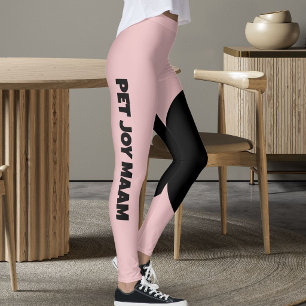Kattmamma namn Dusty Rose Svart Anpassad Text Leggings