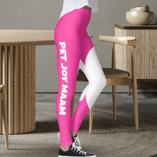 Kattmamma Namn Elektrisk Rosa Vit Anpassad Text Leggings