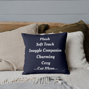 Kattmamma Plysch Mjuk Charming Mysig Rolig Blå Kudde