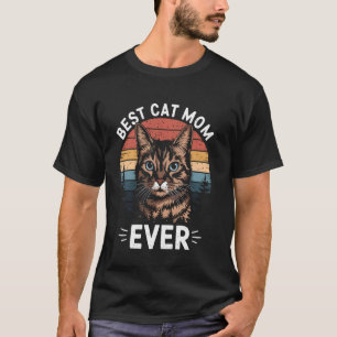 Kattmamma Retro Solnedgång Vintage Kattunge Kattdj T Shirt