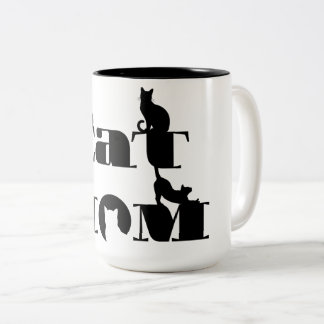 Kattmamma Silhuett Typografi Två-Tonad Mugg