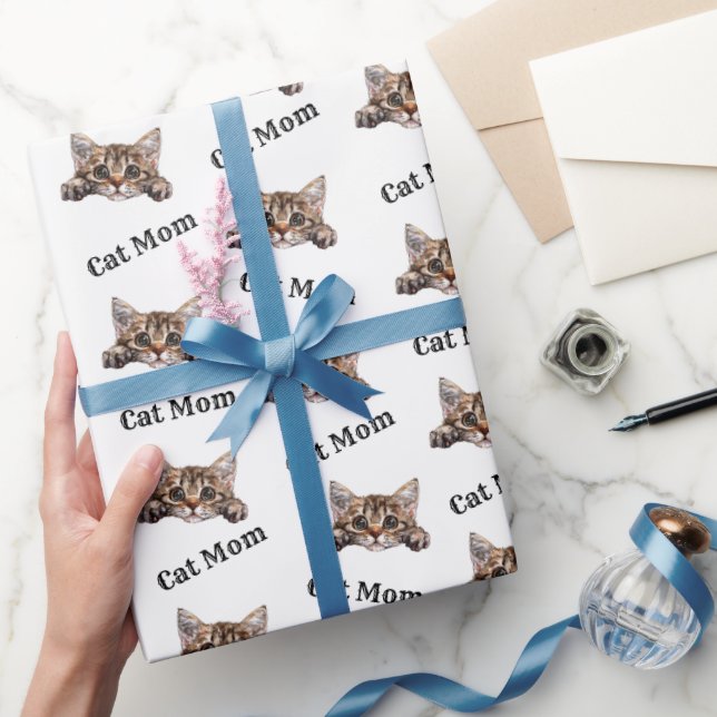 Kattmamma som tittar LaPerm Upprepad Mönster Presentpapper (Gifting)