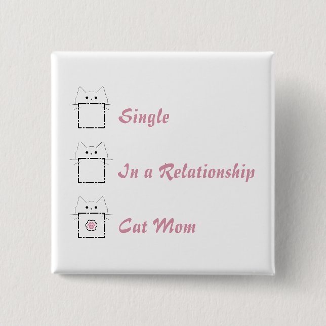 Kattmamma Söt katt Vit & Rosa knapp (Framsida)