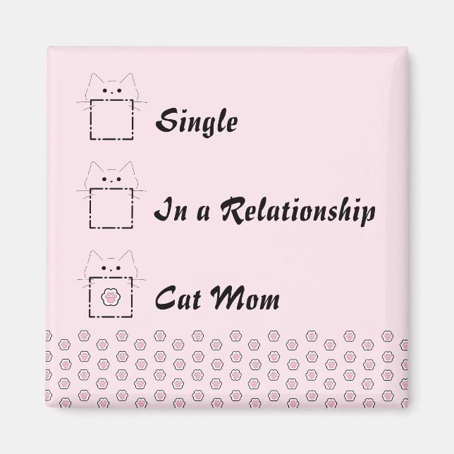 Kattmamma Söt Kattpote Rosa Magnet (Framsidan)