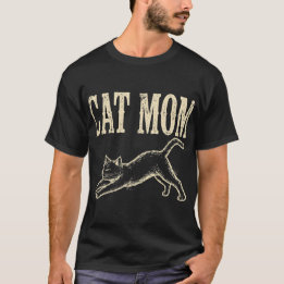 Kattmamma T-shirt – Vintage slitna katt-tecken
