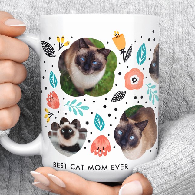 Kattmamma Trädgård Färgrik Blommig Djur Foto Colla Kaffemugg (Skapare uppladdad)