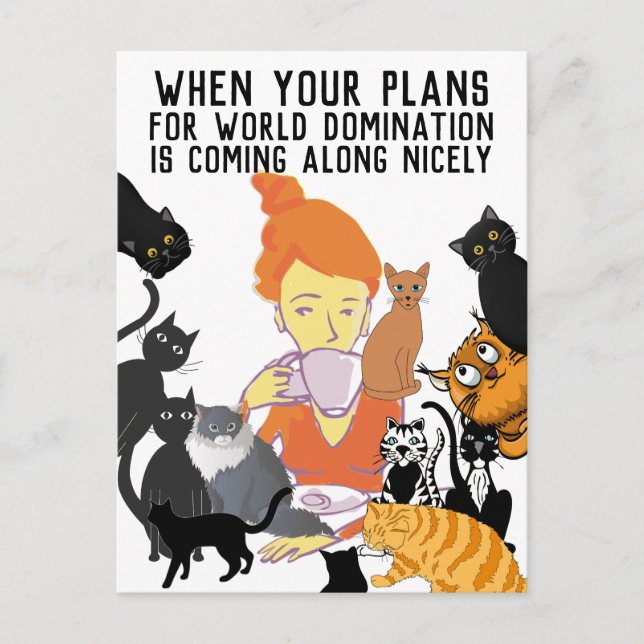 KATTMAMMA VÄRLDSDOMINATION POSTKORT KORT  (Framsida)