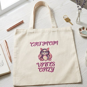 Kattmamma Vibes Endast Kattälskare Livsdesign Tygkasse