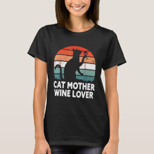 Kattmamma Vinälskare Rolig Katt T Shirt