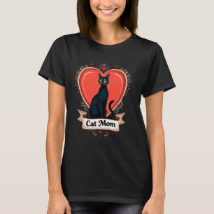 Kattmamma Vintage Rolig Svart Katt T-shirt Mormor 