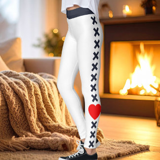 Kattmamma vit djupnavblå mönster jul kärlek leggings