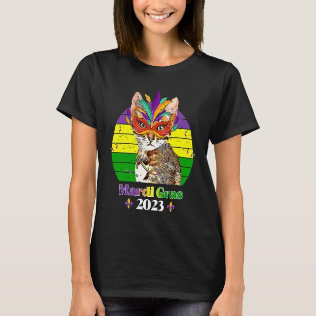 Kattmaskeradpärlor Mardi Gras 2023  9 T Shirt (Framsida)