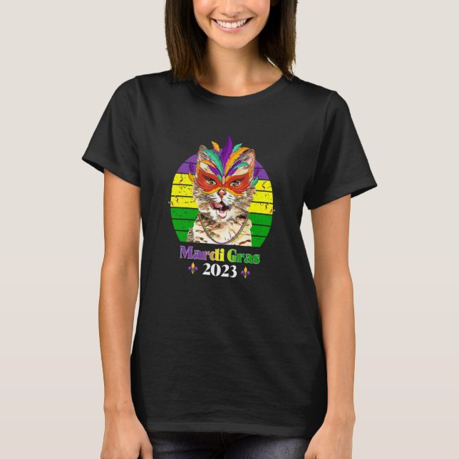 Kattmaskpärlor Mardi Gras 2023  5 T Shirt (Framsida)