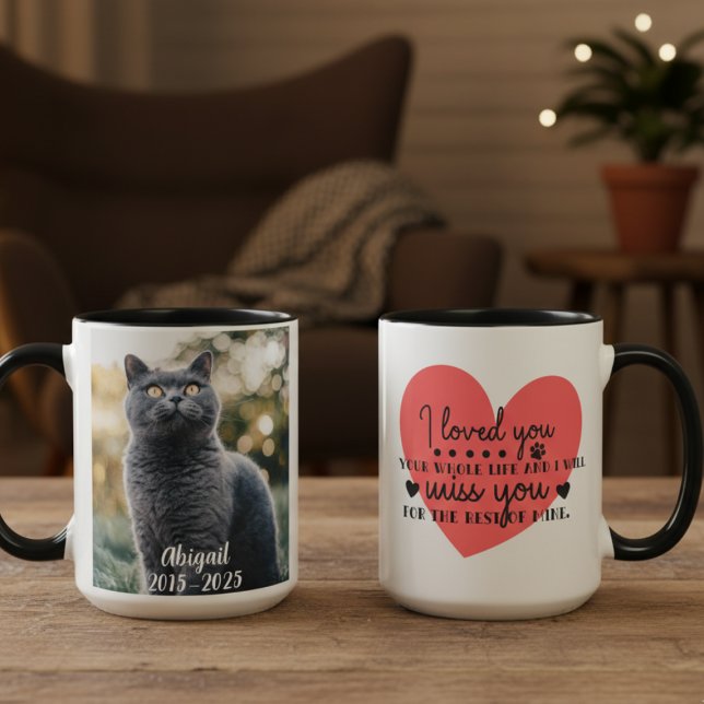 Kattminnesgåva vid medlidande mugg (Personalized Pet Photo Memorial coffee mug)