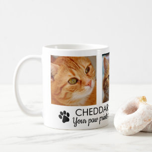 Kattminnesmugg med fotavtryck för foto kaffemugg